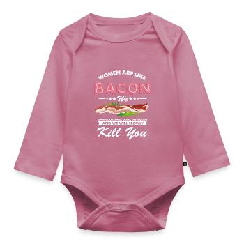 Funny food lovers quote women sin - Organic Longsleeve Baby Bodysuit - mauve - Front