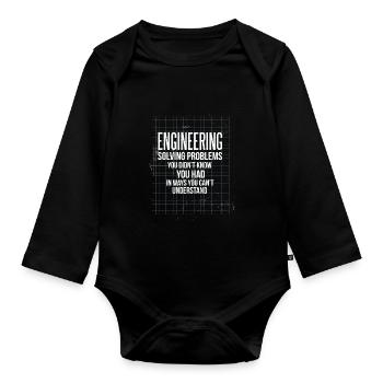 Citation drôle Ingénierie Solution Problèmes Sarkas - Body Bébé bio manches longues - noir - Devant