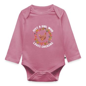 Poulet juste une fille qui aime la ferme de citation drôle - Body Bébé bio manches longues - mauve - Devant