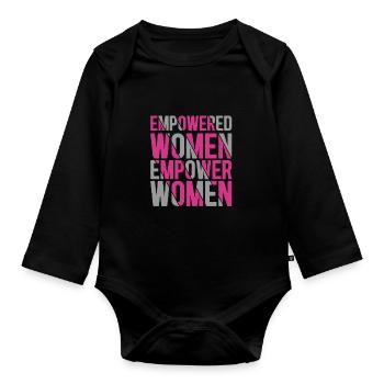 Feminist quote empowers women who are women - Organic Longsleeve Baby Bodysuit - black - Front