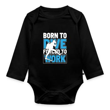Vintage born to dive forced to work - Organic Longsleeve Baby Bodysuit - black - Front