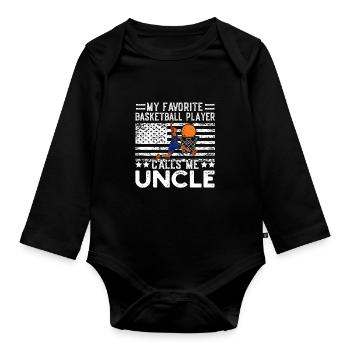 Mon joueur de basket préféré m’appelle Oncle V - Body Bébé bio manches longues - noir - Devant
