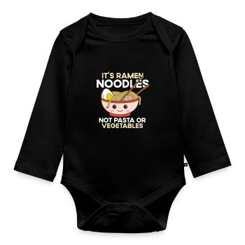 Ce sont des nouilles ramen, pas des pâtes ou des légumes - R - Body Bébé bio manches longues - noir - Devant
