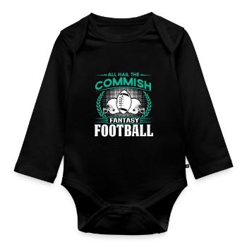 Kommissar Fantasy Football Commish Lustige Zitat W - Baby Bio-Langarm-Body - Schwarz - Vorne