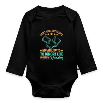 Don't underestimate my ability if I - Organic Longsleeve Baby Bodysuit - black - Front