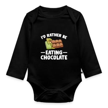 I would rather eat chocolate - Organic Longsleeve Baby Bodysuit - black - Front