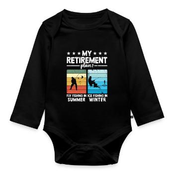 Pêche à la mouche - Régime de pension de la pêche sur glace - Body Bébé bio manches longues - noir - Devant