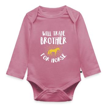 Échangera frère contre cheval - Body Bébé bio manches longues - mauve - Devant