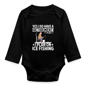 Pension plan I'm planning ice fishing - Organic Longsleeve Baby Bodysuit - black - Front