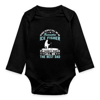Super Ice Fisher der beste Vater - Baby Bio-Langarm-Body - Schwarz - Vorne