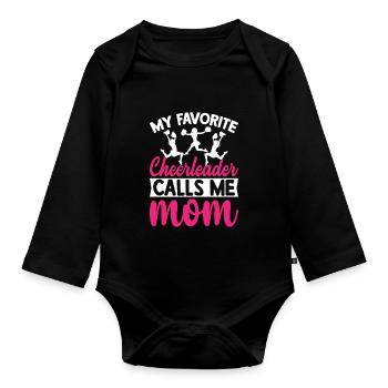 Meine Lieblings -Cheerleaderin nennt mich Mama lus - Baby Bio-Langarm-Body - Schwarz - Vorne