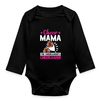 Jubeln Sie Mama der Cheerleader des Cheerleaders - Baby Bio-Langarm-Body - Schwarz - Vorne