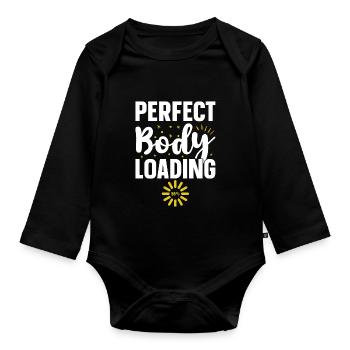 Ich trainiere nur, weil ich gerne esse - Baby Bio-Langarm-Body - Schwarz - Vorne