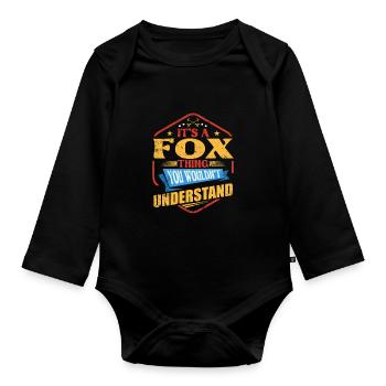 Es ist eine Fuchs-Sache Lustiger Nachname Humor Fa - Baby Bio-Langarm-Body - Schwarz - Vorne