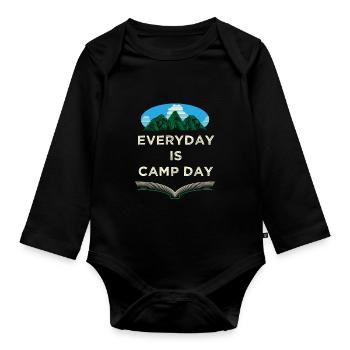 Everyday Is Camp Day Camping Naturliebhaber Camper - Baby Bio-Langarm-Body - Schwarz - Vorne