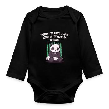 I'm late, I had no intention of funny sa - Organic Longsleeve Baby Bodysuit - black - Front