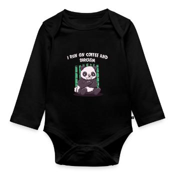 Je cours avec du café et du sarcasme drôle de café - Body Bébé bio manches longues - noir - Devant