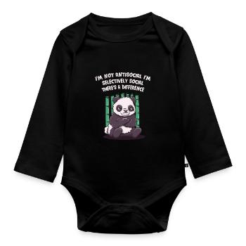 Je ne suis pas antisocial dans sélectivement social drôle - Body Bébé bio manches longues - noir - Devant