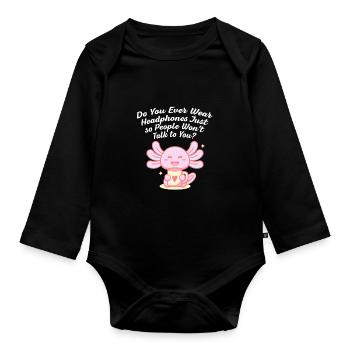 Casque ne signifie pas introverti, drôle un - Body Bébé bio manches longues - noir - Devant
