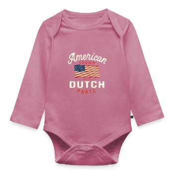 Americans grow with Dutch parts pat - Organic Longsleeve Baby Bodysuit - mauve - Front