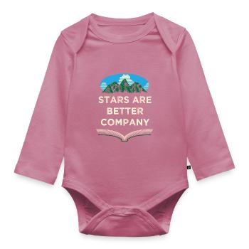 Stars are better corporate camping travelers campers - Organic Longsleeve Baby Bodysuit - mauve - Front