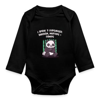 I speak sarcasm hunting and fish funny humo - Organic Longsleeve Baby Bodysuit - black - Front