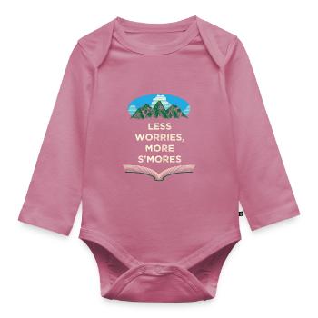 Weniger Sorgen mehr Smores Camping Food Camper Foo - Baby Bio-Langarm-Body - Mauve - Vorne