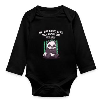 Parlons de nos sentiments drôle sarcasti - Body Bébé bio manches longues - noir - Devant