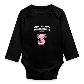 J’étais en retard, mais j’aurais fait un drôle de fa plus tard. - Body Bébé bio manches longues - noir - Devant