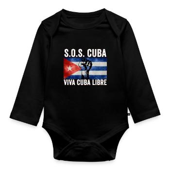 Viva Cuba Libre SOS Cuba - Baby Bio-Langarm-Body - Schwarz - Vorne