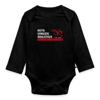 Sternzeichen Widder - Eigenschaften - Baby Bio-Langarm-Body - Schwarz - Vorne