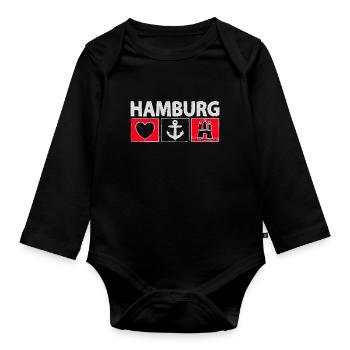 Hamburg - Organic Longsleeve Baby Bodysuit - black - Front