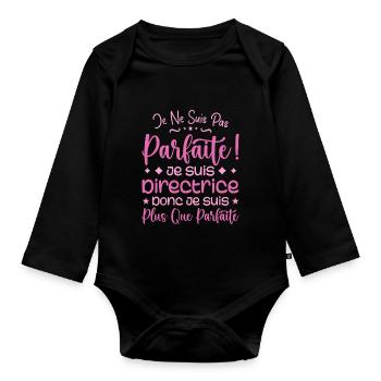 A more than perfect Director, a dream job - Organic Longsleeve Baby Bodysuit - black - Front