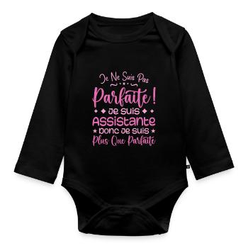 A more than perfect assistant, a dream job - Organic Longsleeve Baby Bodysuit - black - Front