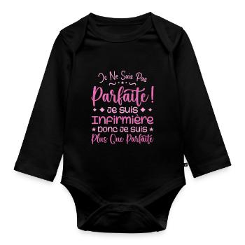 Une Infirmière plus que parfaite, métier de rêve - Body Bébé bio manches longues - noir - Devant