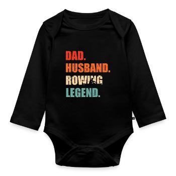 Dad Husband Rowing Legend Kayaking Rowing Club Wat - Baby Bio-Langarm-Body - Schwarz - Vorne