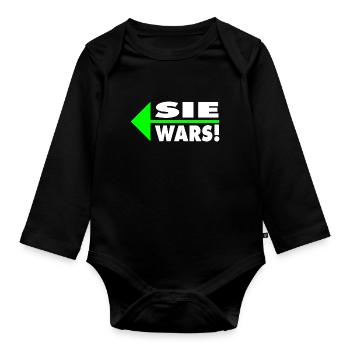 Sie wars! Partner- oder Partyshirt - Baby Bio-Langarm-Body - Schwarz - Vorne