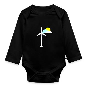 Windrad - Baby Bio-Langarm-Body - Schwarz - Vorne