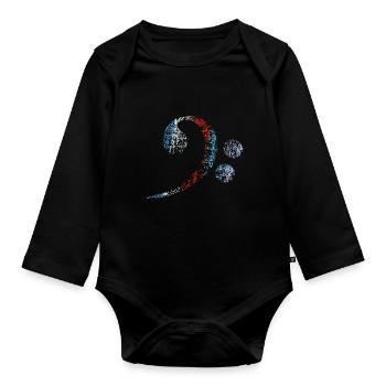 Bass Clef, Bass Clef vintage en détresse - Body Bébé bio manches longues - noir - Devant