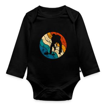 Eis Curling Curler Eisstockschießen Retro Geschenk - Baby Bio-Langarm-Body - Schwarz - Vorne