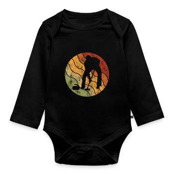 Curling sur glace Curling Retro Cadeau - Body Bébé bio manches longues - noir - Devant