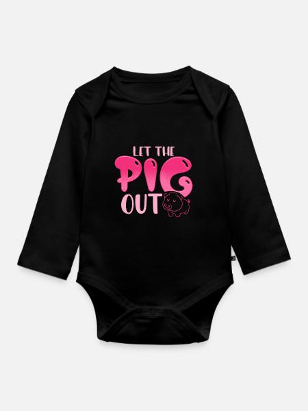 Laissez sortir le cochon. - Langærmet babybody, økologisk bomuld - sort