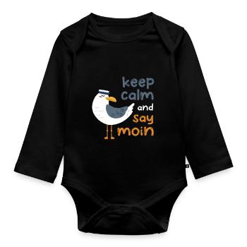 Moin Nordsee Hamburg Northern Germany Gift - Organic Longsleeve Baby Bodysuit - black - Front