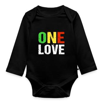 One Love Reggae Musik Jamaica - Baby Bio-Langarm-Body - Schwarz - Vorne