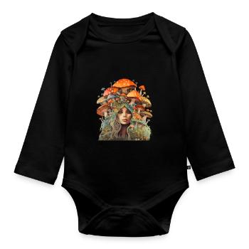 Mutter der Fliegenpilze - Mutter Erde - Baby Bio-Langarm-Body - Schwarz - Vorne