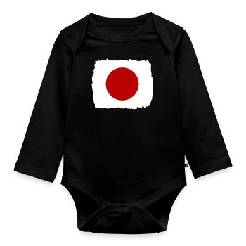 Japan Flagge Used Look Nihon Japanische Fahne - Baby Bio-Langarm-Body - Schwarz - Vorne