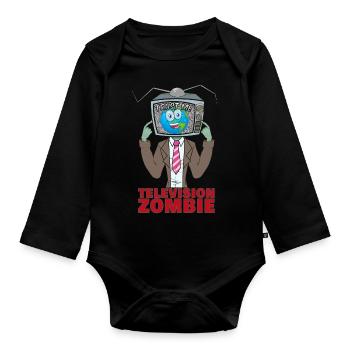 Television Zombie TV Zombie - Organic Longsleeve Baby Bodysuit - black - Front