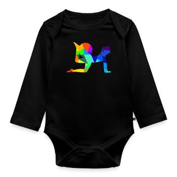 Pilates Yoga Rainbow Colors Polygon Sports - Organic Longsleeve Baby Bodysuit - black - Front