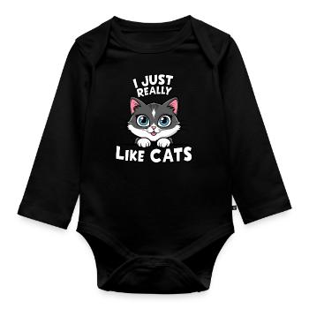 Chat Chats Amoureux Chat Propriétaire Chaton - Body Bébé bio manches longues - noir - Devant