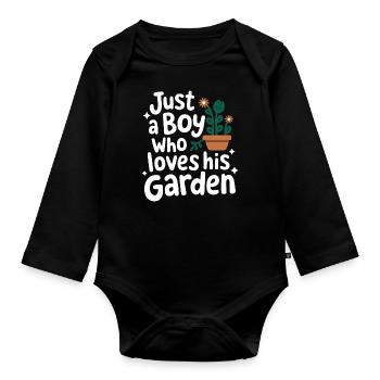 Gardener Garden Plants Gardening - Organic Longsleeve Baby Bodysuit - black - Front